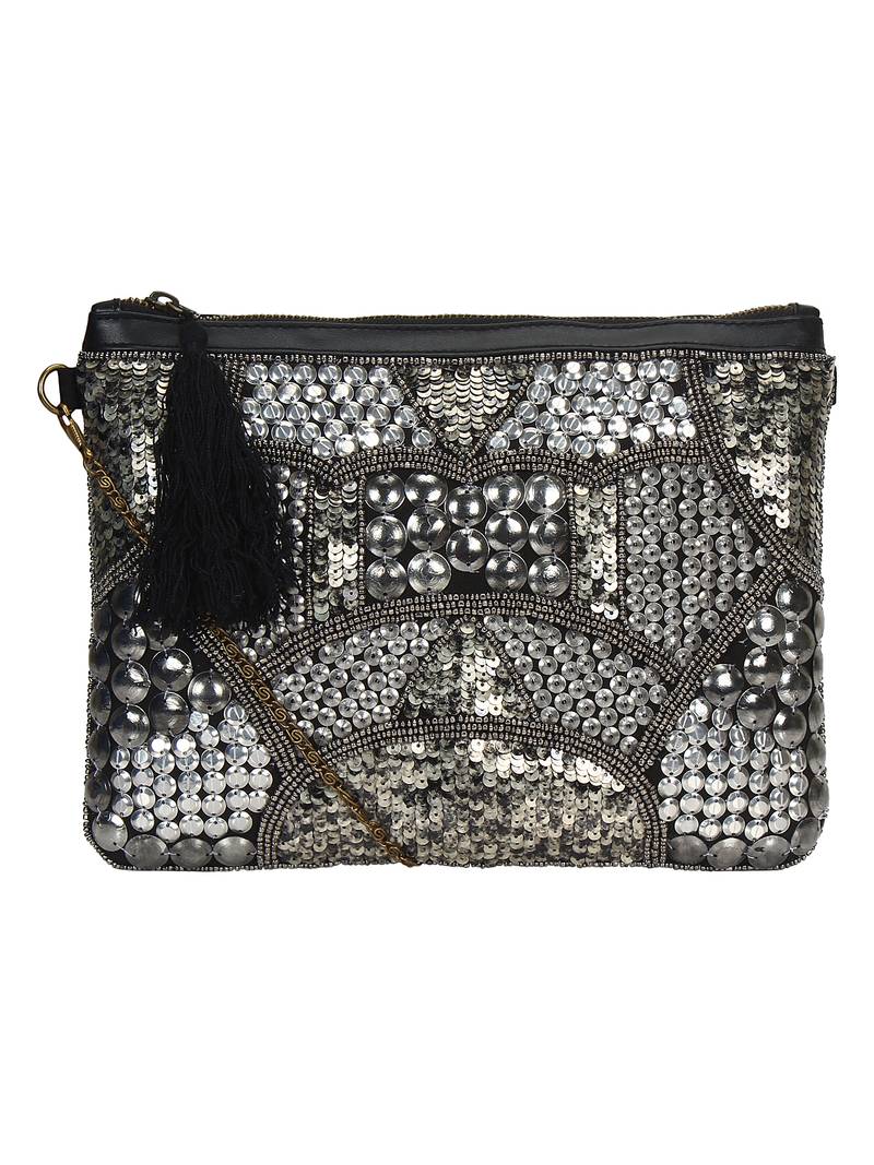 Anekaant Giltzy Silver Coinwork Cotton Sling bag