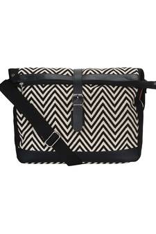 Anekaant Chevron Black & White Cotton Sling bag