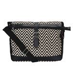 Anekaant Chevron Black & White Cotton Sling bag
