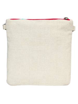 Anekaant Spruce Green & Multicoloured Jacquard and Cotton Sling bag 3