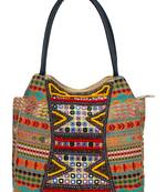 Anekaant Fleecy Multicoloured Beaded Jacquard and Cotton Handbag