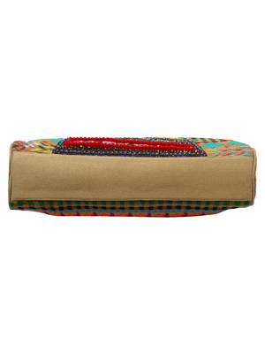 Anekaant Fleecy Multicoloured Beaded Jacquard and Cotton Handbag 5