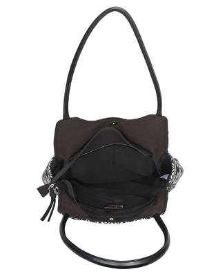 Anekaant Glitzy Black & Multicoloured Jacquard and Cotton Handbag 4