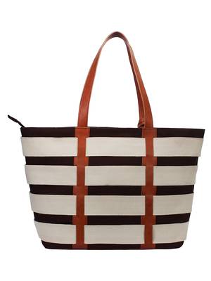 Anekaant Novus Brown & Off White Canvas Shoulder Bag 3