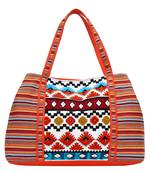 Anekaant Embroider Orange & Multicoloured Jacquard Handbag