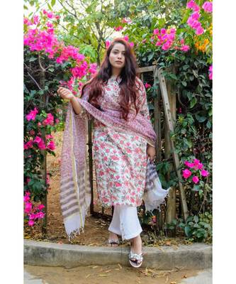 Nerine Floral Chanderi Suit Set 5
