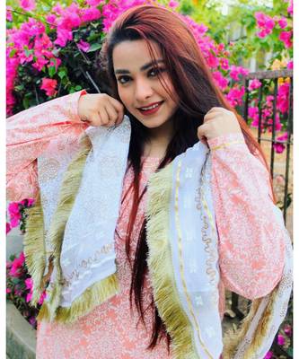 Peach Khadi Print Suit Set 2