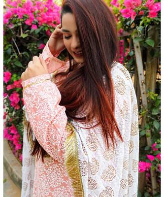 Peach Khadi Print Suit Set 4