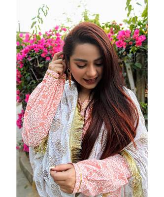 Peach Khadi Print Suit Set 5