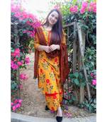 Mustard Red Mughal Butta Suit Set