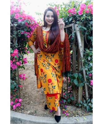 Mustard Red Mughal Butta Suit Set 4