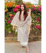 Amaryllis Floral Peach Chanderi Suit Set