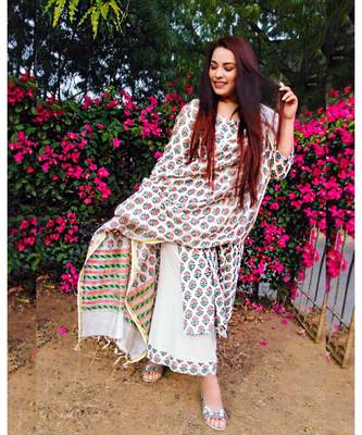 Amaryllis Floral Peach Chanderi Suit Set 5