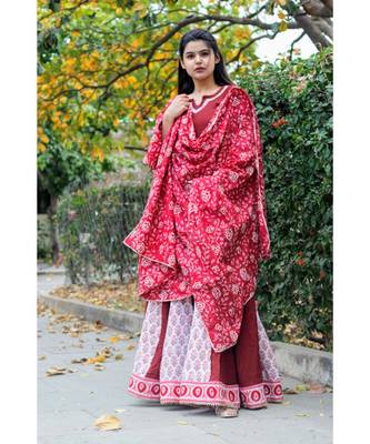 Marroon Butta Kalidaar Lehnga Set 2