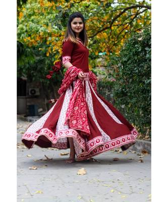 Marroon Butta Kalidaar Lehnga Set 3
