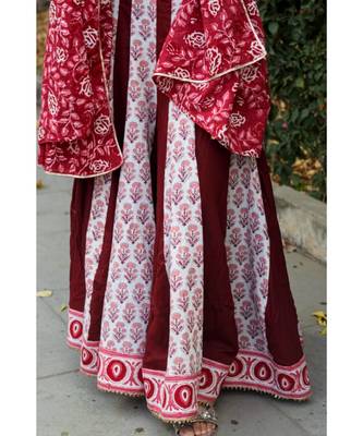 Marroon Butta Kalidaar Lehnga Set 4