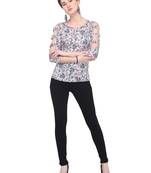 White Printed Crepe Party Tops