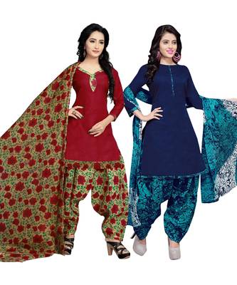 Cotton Printed Combo Salwar With Dupatta (Set Of 2) 1