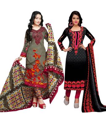 Cotton Printed Combo Salwar With Dupatta (Set Of 2) 1