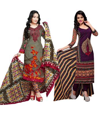 Cotton Printed Combo Salwar With Dupatta (Set Of 2) 1