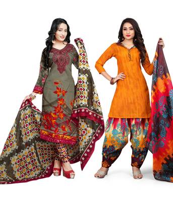 Cotton Printed Combo Salwar With Dupatta (Set Of 2) 1