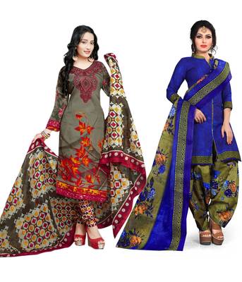 Cotton Printed Combo Salwar With Dupatta (Set Of 2) 1