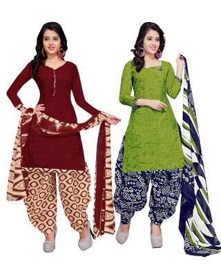 Cotton Printed Combo Salwar With Dupatta (Set Of 2) 1