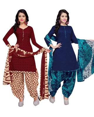 Cotton Printed Combo Salwar With Dupatta (Set Of 2) 1