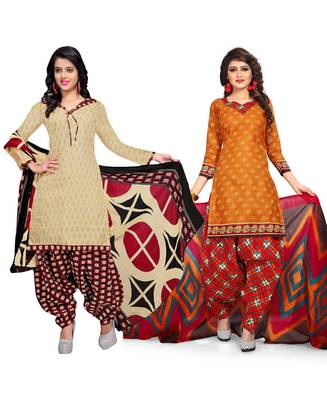 Cotton Printed Combo Salwar With Dupatta (Set Of 2) 1