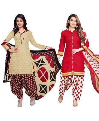 Cotton Printed Combo Salwar With Dupatta (Set Of 2) 1