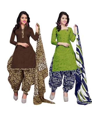 Cotton Printed Combo Salwar With Dupatta (Set Of 2) 1
