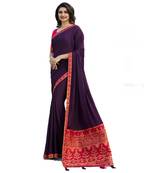 Purple woven jacquard saree with blouse