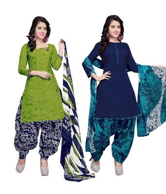 Cotton Printed Combo Salwar With Dupatta (Set Of 2) 1