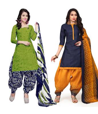 Cotton Printed Combo Salwar With Dupatta (Set Of 2) 1