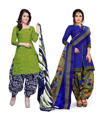 Cotton Printed Combo Salwar With Dupatta (Set Of 2) 1