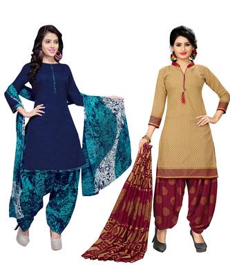 Cotton Printed Combo Salwar With Dupatta (Set Of 2) 1