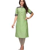 Green Plain Cotton Kurti