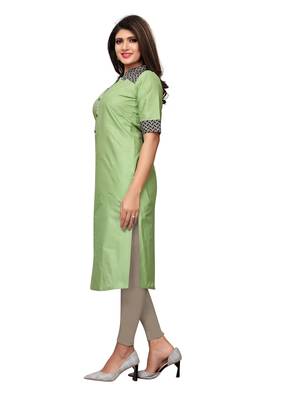 Green Plain Cotton Kurti 3