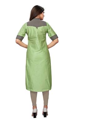 Green Plain Cotton Kurti 4