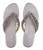 SILVER solid ethnic women footwear
