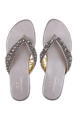 SILVER solid ethnic women footwear 2