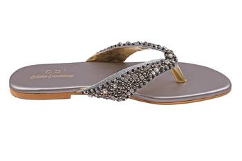 SILVER solid ethnic women footwear 3