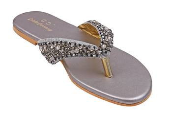 SILVER solid ethnic women footwear 4