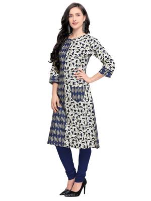 Blue printed cotton kurti 2