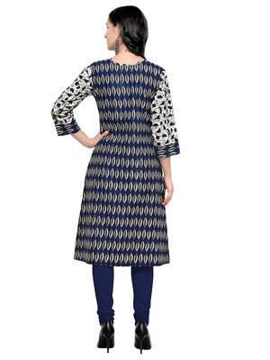 Blue printed cotton kurti 3