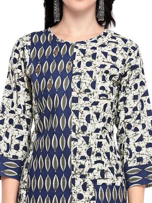 Blue printed cotton kurti 4
