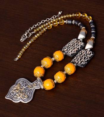 Designer Necklace with German Silver Pendant and Mix Ornaments and Beads PPBJ201 1