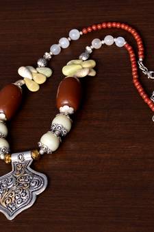 Designer Necklace with German Silver Pendant and Mix Ornaments and Beads PPBJ204
