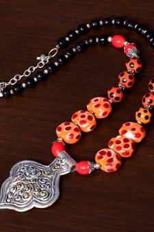 Designer Necklace with German Silver Pendant and Mix Ornaments and Beads PPBJ205