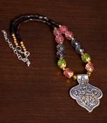 Designer Necklace with German Silver Pendant and Mix Ornaments and Beads PPBJ208